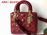 My Lady Dior Bag in Red Crinkled Cannage Calfskin Replica