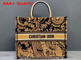 Orange and Black Dior Book Tote Dior Animals Embroidered Canvas Bag Replica