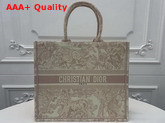 Pink Dior Book Tote Dior Animals Embroidered Canvas Bag Replica