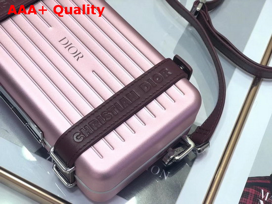 Pink Dior and Rimowa Aluminum Personal Clutch On Strap Replica