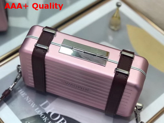 Pink Dior and Rimowa Aluminum Personal Clutch On Strap Replica