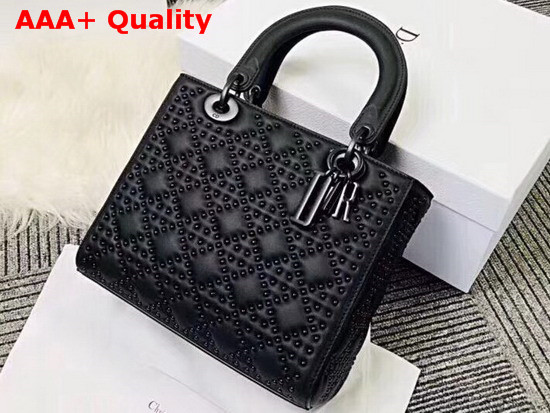 Supple Lady Dior Bag in Black Studded Matt Cannage Calfskin Replica