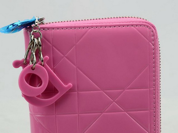 lady dior escapade wallet in pink patent leather for Sale