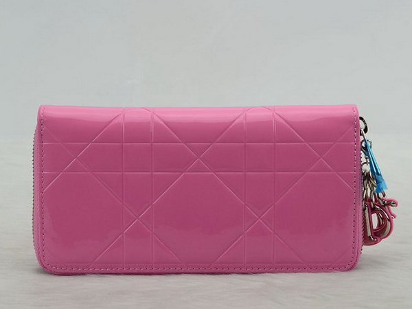 lady dior escapade wallet in pink patent leather for Sale