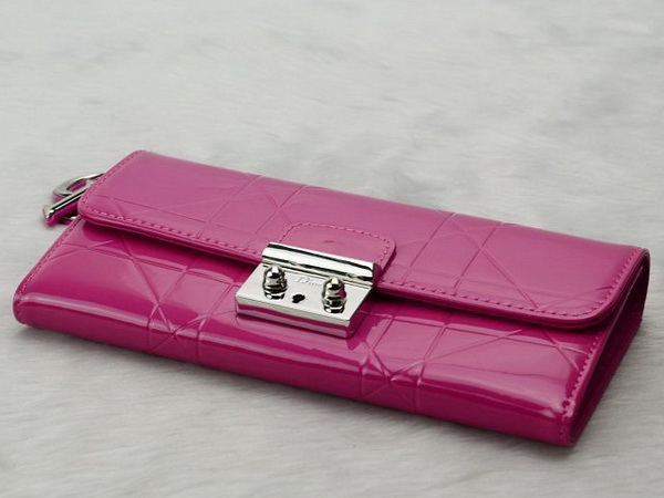 miss dior decouverte wallet in fuchsia patent leather for Sale