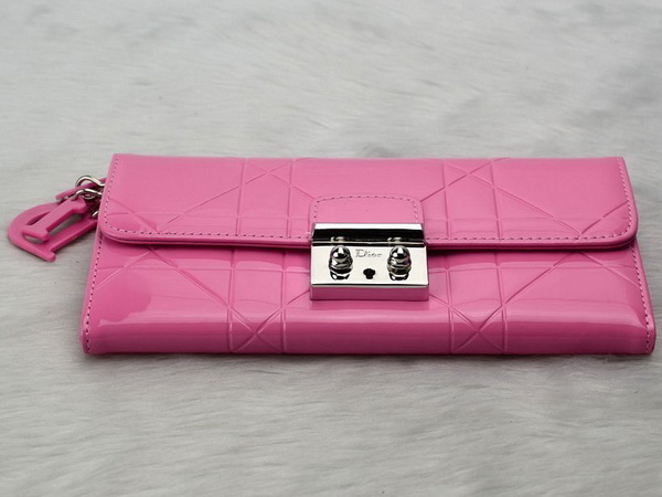 miss dior decouverte wallet in pink patent leather for Sale