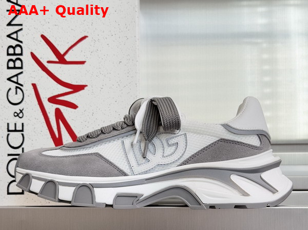 DG Country Road Nylon and Leather Sneakers Multicolor White and Grey Replica