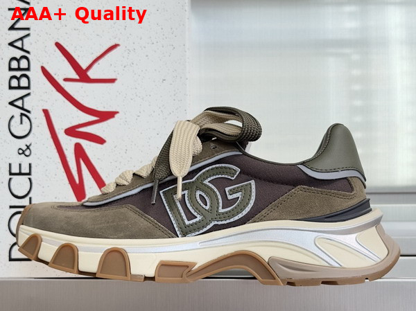 DG Country Road Sneakers in Fabric and Calfskin Brown and Khaki Replica