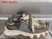 DG Country Road Sneakers in Fabric and Calfskin Brown and Khaki Replica