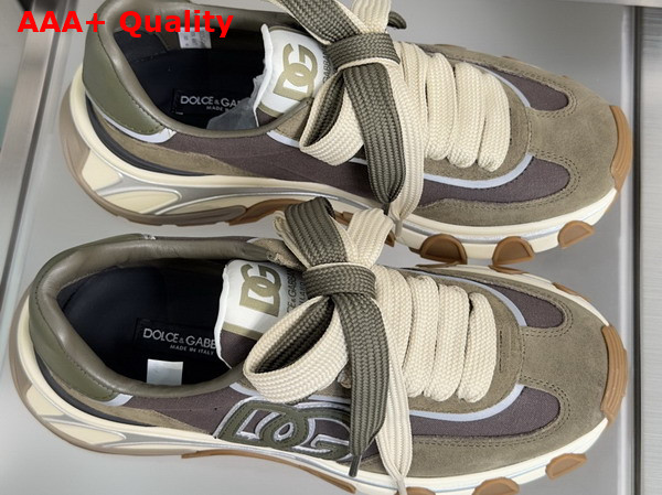 DG Country Road Sneakers in Fabric and Calfskin Brown and Khaki Replica