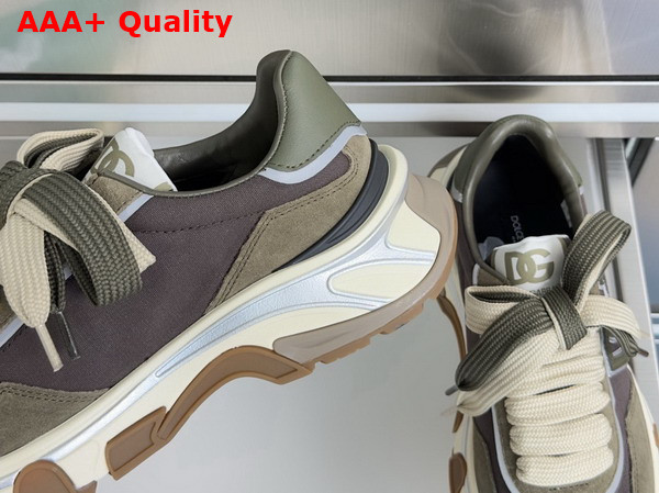 DG Country Road Sneakers in Fabric and Calfskin Brown and Khaki Replica