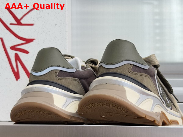 DG Country Road Sneakers in Fabric and Calfskin Brown and Khaki Replica