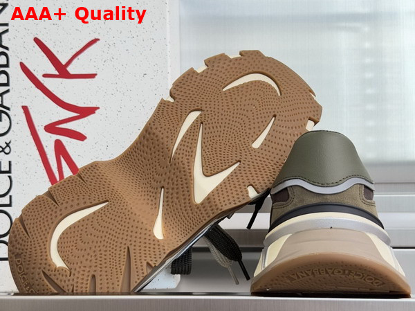 DG Country Road Sneakers in Fabric and Calfskin Brown and Khaki Replica