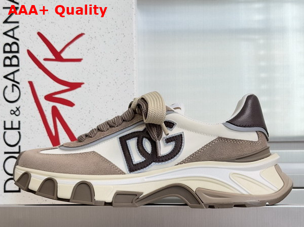 DG Country Road Sneakers in Fabric and Calfskin White and Beige Replica