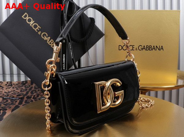 Dolce Gabbana 35 Crossbody Bag in Black Patent Calfskin Replica