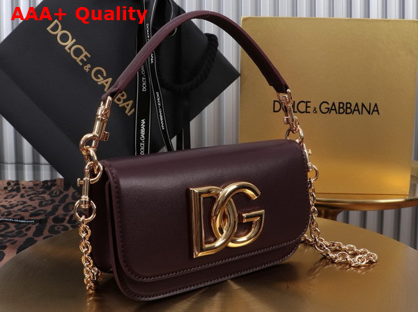 Dolce Gabbana 35 Crossbody Bag in Bordeaux Calfskin Replica