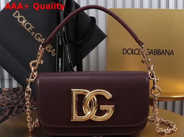 Dolce Gabbana 35 Crossbody Bag in Bordeaux Calfskin Replica