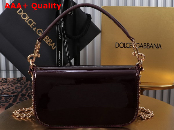 Dolce Gabbana 35 Crossbody Bag in Bordeaux Patent Calfskin Replica