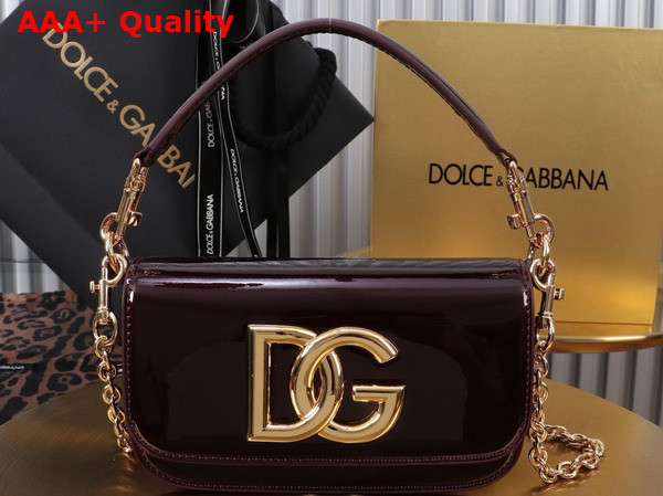Dolce Gabbana 35 Crossbody Bag in Bordeaux Patent Calfskin Replica