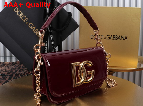 Dolce Gabbana 35 Crossbody Bag in Dark Red Patent Calfskin Replica