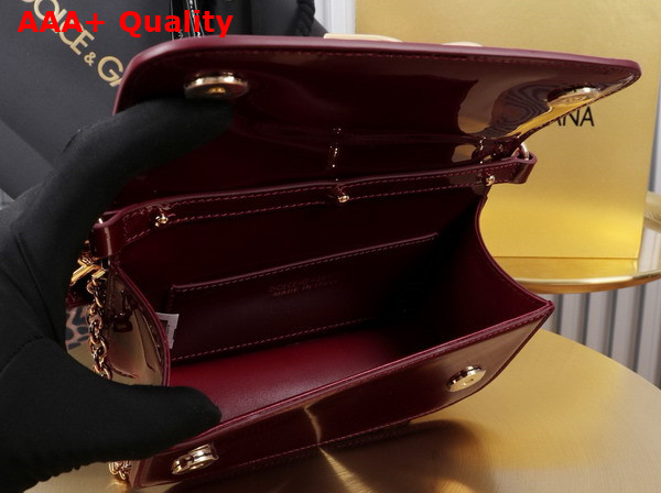 Dolce Gabbana 35 Crossbody Bag in Dark Red Patent Calfskin Replica
