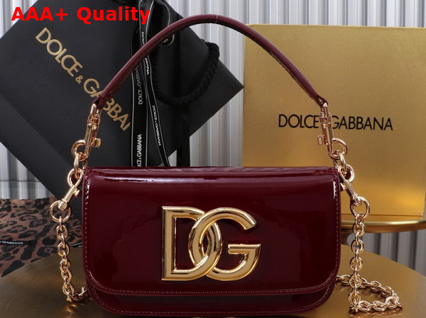 Dolce Gabbana 35 Crossbody Bag in Dark Red Patent Calfskin Replica