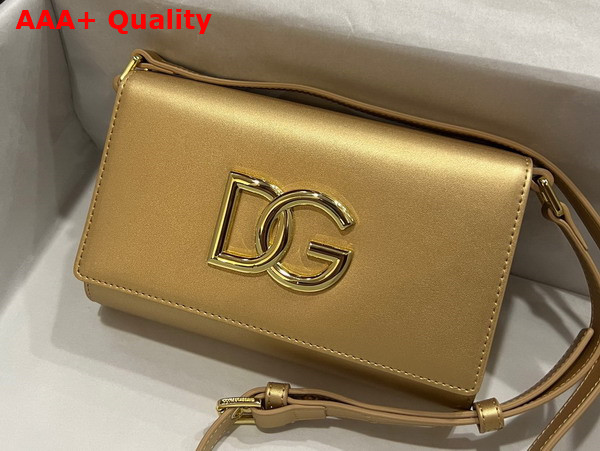 Dolce Gabbana Calfskin 3 5 Clutch Gold Replica