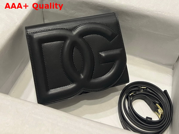 Dolce Gabbana Calfskin Crossbody Bag with Logo Black Replica