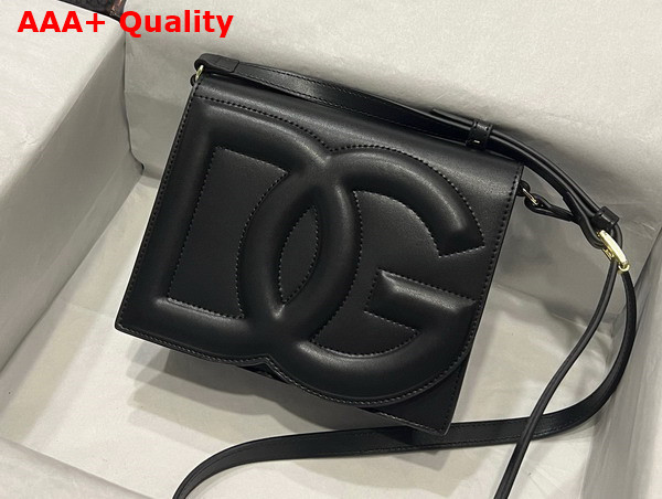 Dolce Gabbana Calfskin Crossbody Bag with Logo Black Replica