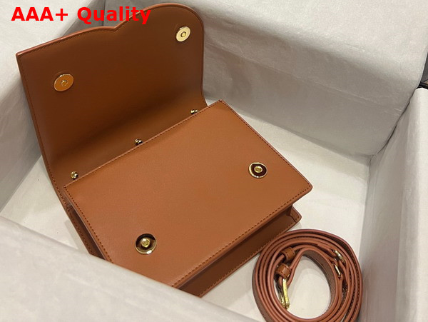 Dolce Gabbana Calfskin Crossbody Bag with Logo Brown Replica
