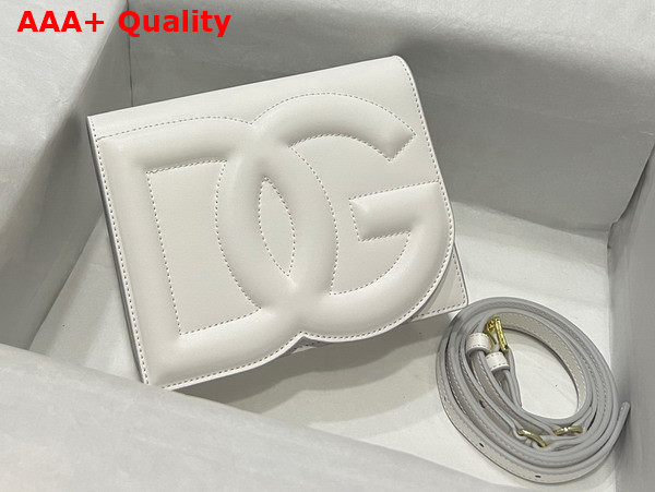 Dolce Gabbana Calfskin Crossbody Bag with Logo White Replica
