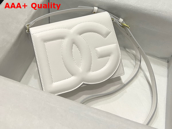 Dolce Gabbana Calfskin Crossbody Bag with Logo White Replica