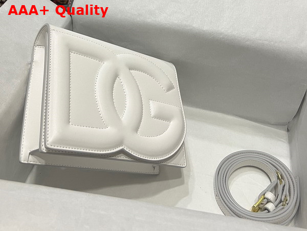 Dolce Gabbana Calfskin Crossbody Bag with Logo White Replica