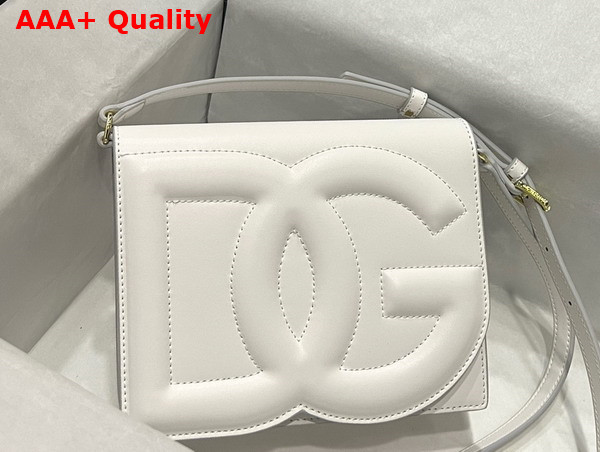 Dolce Gabbana Calfskin Crossbody Bag with Logo White Replica