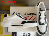 Dolce Gabbana Calfskin New Roma Sneakers with Crocodile Details White and Black Replica