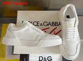 Dolce Gabbana Calfskin New Roma Sneakers with Crocodile Details in White Replica