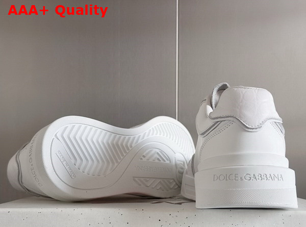 Dolce Gabbana Calfskin New Roma Sneakers with Crocodile Details in White Replica