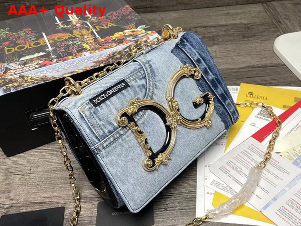 Dolce Gabbana DG Girls Bag in Patchwork Cenim and Plain Calfskin Denim Replica