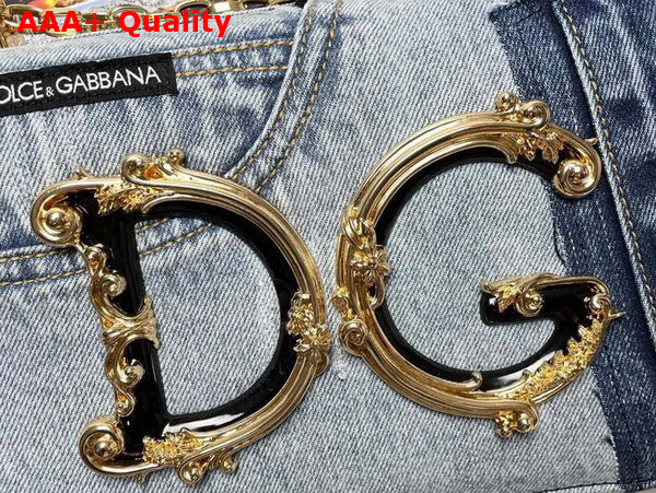 Dolce Gabbana DG Girls Bag in Patchwork Cenim and Plain Calfskin Denim Replica