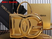 Dolce Gabbana DG Logo Bag Box Handbag Gold Mirrored Effect Calfskin Replica
