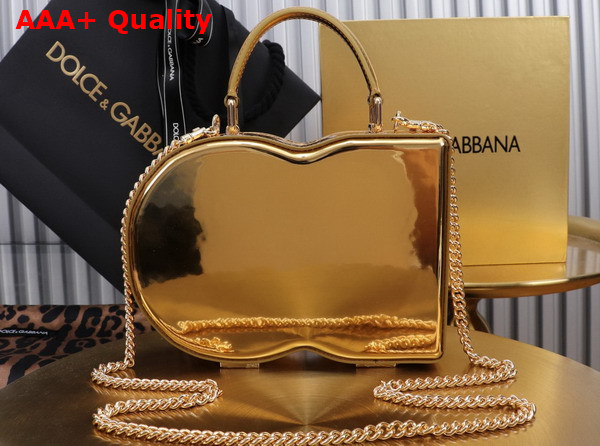 Dolce Gabbana DG Logo Bag Box Handbag Gold Mirrored Effect Calfskin Replica