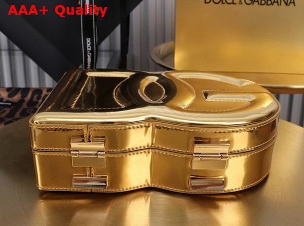 Dolce Gabbana DG Logo Bag Box Handbag Gold Mirrored Effect Calfskin Replica