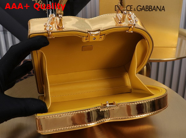 Dolce Gabbana DG Logo Bag Box Handbag Gold Mirrored Effect Calfskin Replica