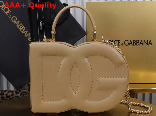 Dolce Gabbana DG Logo Bag Box Handbag in Beige Calfskin Replica