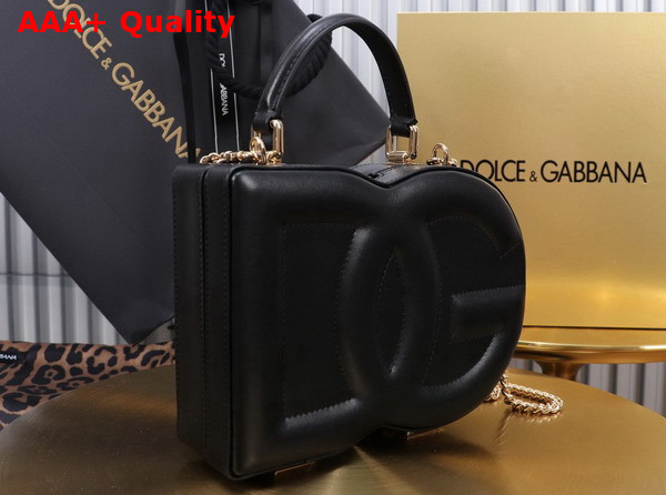 Dolce Gabbana DG Logo Bag Box Handbag in Black Calfskin Replica