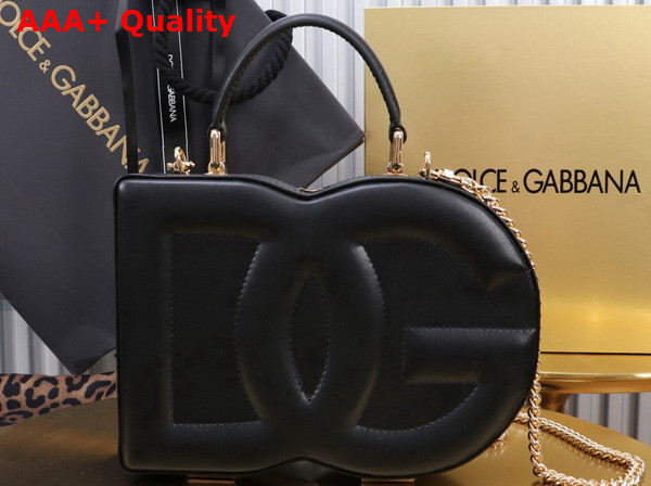 Dolce Gabbana DG Logo Bag Box Handbag in Black Calfskin Replica