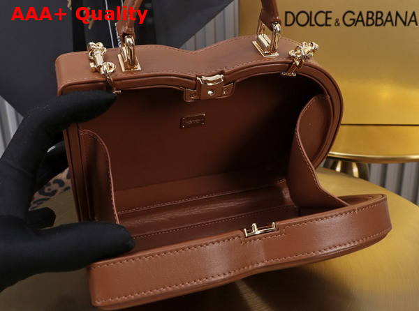 Dolce Gabbana DG Logo Bag Box Handbag in Brown Calfskin Replica