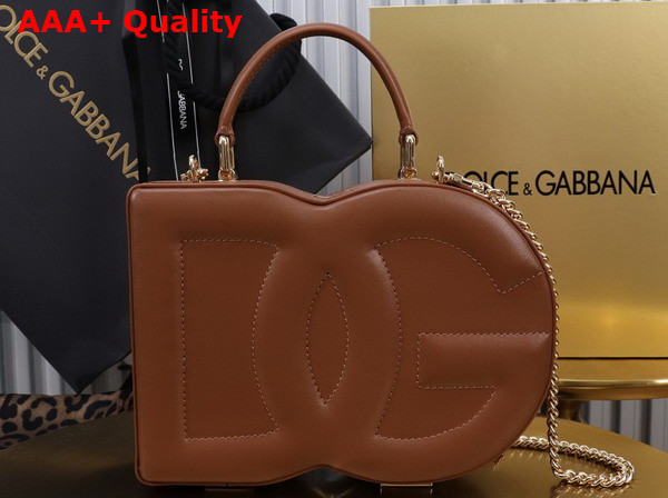 Dolce Gabbana DG Logo Bag Box Handbag in Brown Calfskin Replica