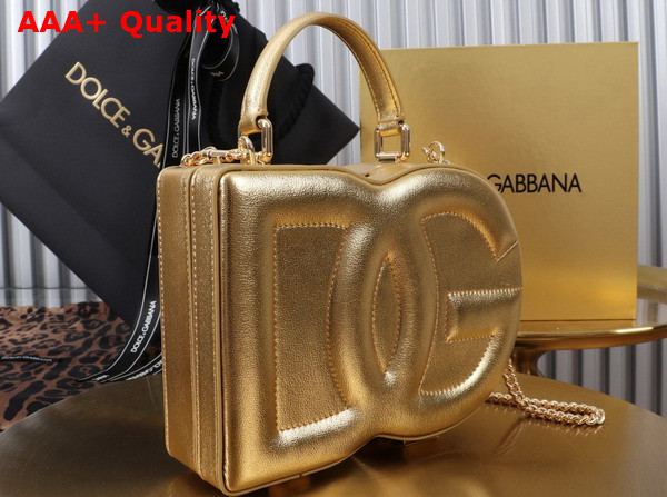 Dolce Gabbana DG Logo Bag Box Handbag in Gold Calfskin Replica