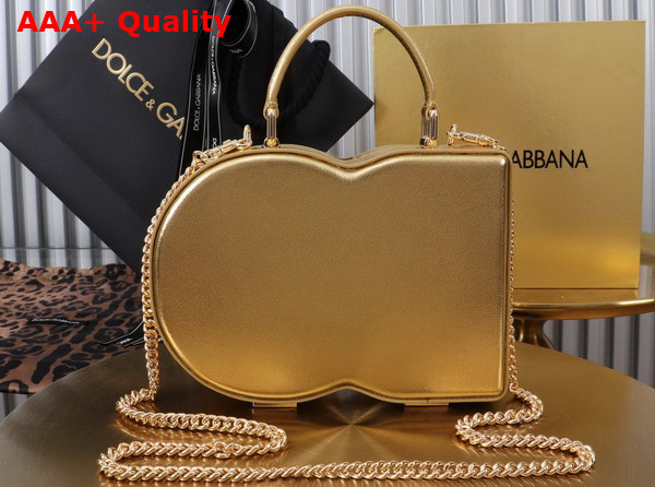 Dolce Gabbana DG Logo Bag Box Handbag in Gold Calfskin Replica